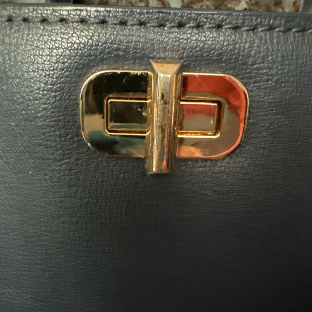 Michael Kors Sylvie Navy Satchel with Gold Studs - Picture 2 of 7